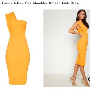 PrettyLittleThing One Shoulder Draped Midi NWT
